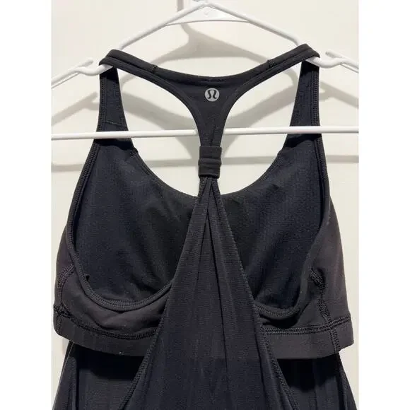Lululemon No Limits Tank Top Black Size 4 Built-In Bra Racerback - Picture 6 of 7